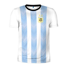 Мужская футболка 3D спортивная с принтом Сборная Аргентины в Кировске, 100% полиэстер с улучшенными характеристиками | приталенный силуэт, круглая горловина, широкие плечи, сужается к линии бедра | аргентина | месси | сборная аргентины