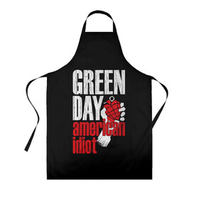 Фартук 3D с принтом Green Day American Idiot в Кировске, 100% полиэстер | общий размер — 65 х 85 см, ширина нагрудника — 26 см, горловина — 53 см, длина завязок — 54 см, общий обхват в поясе — 173 см. Принт на завязках и на горловине наносится с двух сторон, на основной части фартука — только с внешней стороны | green day | punk rock | билли джо армстронг | панк рок