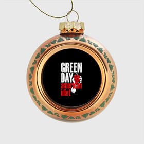 Стеклянный ёлочный шар с принтом Green Day American Idiot в Кировске, Стекло | Диаметр: 80 мм | green day | punk rock | билли джо армстронг | панк рок