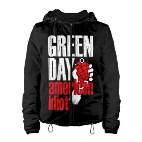 Женская куртка 3D с принтом Green Day American Idiot в Кировске, ткань верха — 100% полиэстер, подклад — флис | прямой крой, подол и капюшон оформлены резинкой с фиксаторами, два кармана без застежек по бокам, один большой потайной карман на груди. Карман на груди застегивается на липучку | green day | punk rock | билли джо армстронг | панк рок