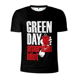Мужская футболка 3D спортивная с принтом Green Day American Idiot в Кировске, 100% полиэстер с улучшенными характеристиками | приталенный силуэт, круглая горловина, широкие плечи, сужается к линии бедра | green day | punk rock | билли джо армстронг | панк рок