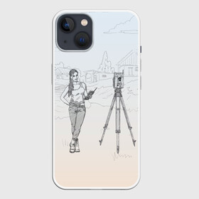 Чехол для iPhone 13 с принтом Девушка с контроллером в Кировске,  |  | surveyor | геодезист | геодезия | кадастр