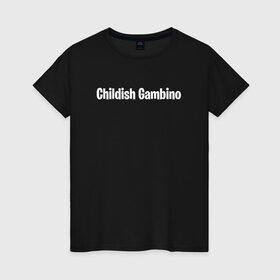 Женская футболка хлопок с принтом Childish Gambino в Кировске, 100% хлопок | прямой крой, круглый вырез горловины, длина до линии бедер, слегка спущенное плечо | 
