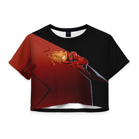 Женская футболка 3D укороченная с принтом Asuka Langley Soryu в Кировске, 100% полиэстер | круглая горловина, длина футболки до линии талии, рукава с отворотами | gehirn | nerv | аска | второе | дитя | ева | евангелион | лэнгли | пилот | сорью