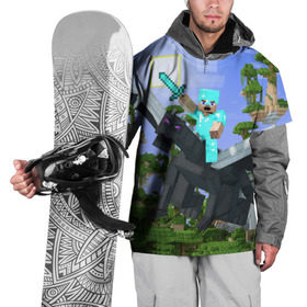 Накидка на куртку 3D с принтом Стив среди парящих островов. в Кировске, 100% полиэстер |  | Тематика изображения на принте: dragon | minecraft | minekraft | stive | броня | дракон | майнкрафт | меч | стив