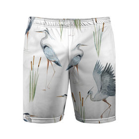 Мужские шорты 3D спортивные с принтом Цапли в Кировске,  |  | камыш | озеро | птица | птицы