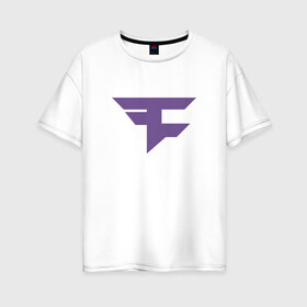 Женская футболка хлопок Oversize с принтом Faze Clan (Ultraviolet) в Кировске, 100% хлопок | свободный крой, круглый ворот, спущенный рукав, длина до линии бедер
 | Тематика изображения на принте: 0x000000123 | csgo | faze | ultraviolet | ксго | фиолетовый