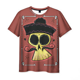 Мужская футболка 3D с принтом Dia de los Muertos в Кировске, 100% полиэфир | прямой крой, круглый вырез горловины, длина до линии бедер | Тематика изображения на принте: череп