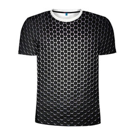 Мужская футболка 3D спортивная с принтом Кристаллическая решетка в Кировске, 100% полиэстер с улучшенными характеристиками | приталенный силуэт, круглая горловина, широкие плечи, сужается к линии бедра | карбон | кристаллическая решетка | текстура