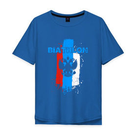 Мужская футболка хлопок Oversize с принтом BIATHLON в Кировске, 100% хлопок | свободный крой, круглый ворот, “спинка” длиннее передней части | 