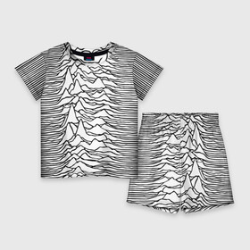 Детский костюм с шортами 3D с принтом White в Кировске,  |  | ian curtis | joy division | rock | unknown pleasures | иэн кёртис | рок