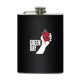 Фляга с принтом Green Day в Кировске, металлический корпус | емкость 0,22 л, размер 125 х 94 мм. Виниловая наклейка запечатывается полностью | american idiot