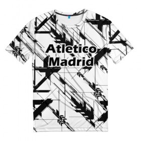 Мужская футболка 3D с принтом Атлетико Мадрид в Кировске, 100% полиэфир | прямой крой, круглый вырез горловины, длина до линии бедер | атлетико мадрид