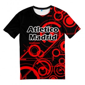 Мужская футболка 3D с принтом Атлетико Мадрид в Кировске, 100% полиэфир | прямой крой, круглый вырез горловины, длина до линии бедер | 