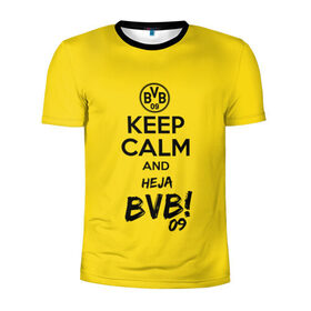 Мужская футболка 3D спортивная с принтом Keep calm and Heja BVB в Кировске, 100% полиэстер с улучшенными характеристиками | приталенный силуэт, круглая горловина, широкие плечи, сужается к линии бедра | Тематика изображения на принте: 09 | bvb | calm | heja | keep | боруссия | германия | дортмунд | клуб | сохраняй | спокойствие | фк | футбол | футбольный