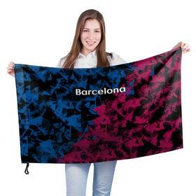 Флаг 3D с принтом ФК Барселона в Кировске, 100% полиэстер | плотность ткани — 95 г/м2, размер — 67 х 109 см. Принт наносится с одной стороны | игра | испания | каталония | красный | лига | мяч | сборная | синий | форма | футбол | чемпион | черный