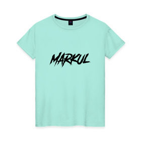 Женская футболка хлопок с принтом Markul в Кировске, 100% хлопок | прямой крой, круглый вырез горловины, длина до линии бедер, слегка спущенное плечо | markul | маркул