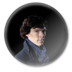 Значок с принтом Sherlock в Кировске,  металл | круглая форма, металлическая застежка в виде булавки | benedict | cumberbatch | sherlock | бенедикт | камбербатч | шерлок