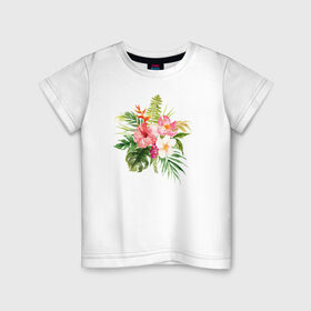 Детская футболка хлопок с принтом Букет цветов в Кировске, 100% хлопок | круглый вырез горловины, полуприлегающий силуэт, длина до линии бедер | цветы