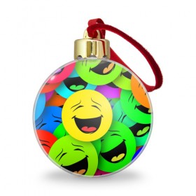 Ёлочный шар с принтом Смайлы в Кировске, Пластик | Диаметр: 77 мм | Тематика изображения на принте: веселые | веселые смайлики | настроение | позитив | разноцветные | смайлики | смайлы | смешные
