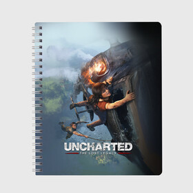 Тетрадь с принтом Uncharted в Кировске, 100% бумага | 48 листов, плотность листов — 60 г/м2, плотность картонной обложки — 250 г/м2. Листы скреплены сбоку удобной пружинной спиралью. Уголки страниц и обложки скругленные. Цвет линий — светло-серый
 | chloe | drake | elena | nathan | naughty dog | sully | анчартед | дрейк | натан | нейтан | ноти дог | пиратs | приключения | путь вора | салли | утраченное наследие