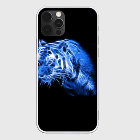 Чехол для iPhone 12 Pro Max с принтом Синий тигр в Кировске, Силикон |  | tiger | большая кошка | огонь | пламя | тигр | хищник