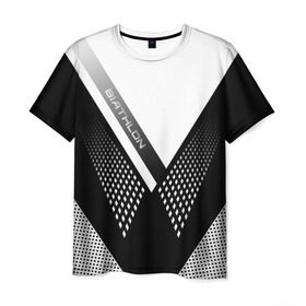Мужская футболка 3D с принтом Биатлон в Кировске, 100% полиэфир | прямой крой, круглый вырез горловины, длина до линии бедер | 