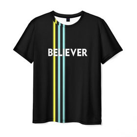 Мужская футболка 3D с принтом Believer Imagine Dragons в Кировске, 100% полиэфир | прямой крой, круглый вырез горловины, длина до линии бедер | Тематика изображения на принте: рок