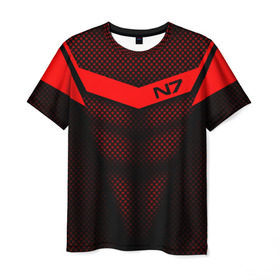 Мужская футболка 3D с принтом Mass Effect N7 в Кировске, 100% полиэфир | прямой крой, круглый вырез горловины, длина до линии бедер | andromed | effect | n7 | альянс | ефект | игра | компьютерная | мас | масс | н7 | онлайн | программа | профессиональный военный код | сокрушитель n7 | фурия n7