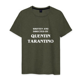 Мужская футболка хлопок с принтом By Quentin Tarantino в Кировске, 100% хлопок | прямой крой, круглый вырез горловины, длина до линии бедер, слегка спущенное плечо. | Тематика изображения на принте: кино | прикольная надпись | режиссер | тарантино