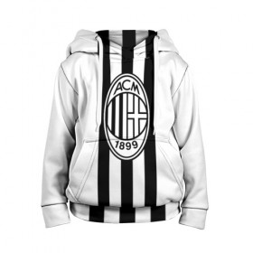 Детская толстовка 3D с принтом FC Milan Black&White в Кировске, 100% полиэстер | двухслойный капюшон со шнурком для регулировки, мягкие манжеты на рукавах и по низу толстовки, спереди карман-кенгуру с мягким внутренним слоем | Тематика изображения на принте: 