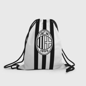Рюкзак-мешок 3D с принтом FC Milan Black&White в Кировске, 100% полиэстер | плотность ткани — 200 г/м2, размер — 35 х 45 см; лямки — толстые шнурки, застежка на шнуровке, без карманов и подкладки | 