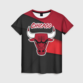 Женская футболка 3D с принтом Чикаго в Кировске, 100% полиэфир ( синтетическое хлопкоподобное полотно) | прямой крой, круглый вырез горловины, длина до линии бедер | chicago bulls | nba | баскетбол | нба | спорт | чикаго