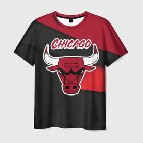 Мужская футболка 3D с принтом Чикаго в Кировске, 100% полиэфир | прямой крой, круглый вырез горловины, длина до линии бедер | chicago bulls | nba | баскетбол | нба | спорт | чикаго