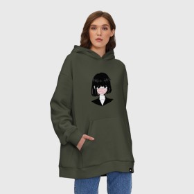 Худи SuperOversize хлопок с принтом MIRRORS Sad Japanese Aesthetic в Кировске, 70% хлопок, 30% полиэстер, мягкий начес внутри | карман-кенгуру, эластичная резинка на манжетах и по нижней кромке, двухслойный капюшон
 | 