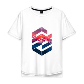 Мужская футболка хлопок Oversize с принтом Геометрические горы в Кировске, 100% хлопок | свободный крой, круглый ворот, “спинка” длиннее передней части | геометрия | горы | мода | пейзаж | подарок | стиль | узор