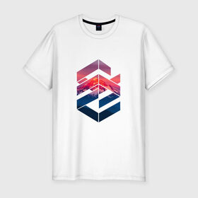 Мужская футболка премиум с принтом Геометрические горы в Кировске, 92% хлопок, 8% лайкра | приталенный силуэт, круглый вырез ворота, длина до линии бедра, короткий рукав | геометрия | горы | мода | пейзаж | подарок | стиль | узор