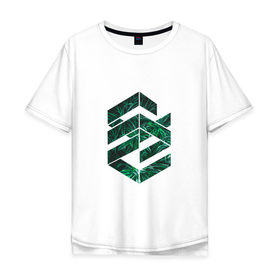 Мужская футболка хлопок Oversize с принтом Зелёная геометрия в Кировске, 100% хлопок | свободный крой, круглый ворот, “спинка” длиннее передней части | геометрия | зеленый | мода | подарок | стиль | цветок | цветы