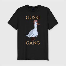 Мужская футболка премиум с принтом GUSSI GANG в Кировске, 92% хлопок, 8% лайкра | приталенный силуэт, круглый вырез ворота, длина до линии бедра, короткий рукав | 