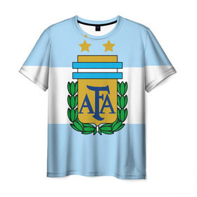 Мужская футболка 3D с принтом Сборная Аргентины флаг в Кировске, 100% полиэфир | прямой крой, круглый вырез горловины, длина до линии бедер | аргентина | спорт | футбол
