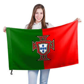 Флаг 3D с принтом Сборная Португалии флаг в Кировске, 100% полиэстер | плотность ткани — 95 г/м2, размер — 67 х 109 см. Принт наносится с одной стороны | Тематика изображения на принте: португалия | футбол