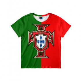 Детская футболка 3D с принтом Сборная Португалии флаг в Кировске, 100% гипоаллергенный полиэфир | прямой крой, круглый вырез горловины, длина до линии бедер, чуть спущенное плечо, ткань немного тянется | португалия | футбол