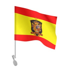 Флаг для автомобиля с принтом Сборная Испании флаг в Кировске, 100% полиэстер | Размер: 30*21 см | испания | футбол