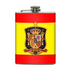 Фляга с принтом Сборная Испании флаг в Кировске, металлический корпус | емкость 0,22 л, размер 125 х 94 мм. Виниловая наклейка запечатывается полностью | испания | футбол