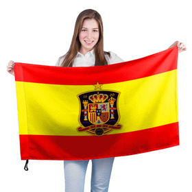 Флаг 3D с принтом Сборная Испании флаг в Кировске, 100% полиэстер | плотность ткани — 95 г/м2, размер — 67 х 109 см. Принт наносится с одной стороны | испания | футбол