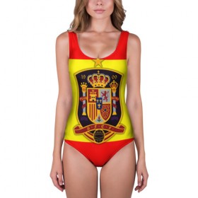 Купальник-боди 3D с принтом Сборная Испании флаг в Кировске, 82% полиэстер, 18% эластан | Круглая горловина, круглый вырез на спине | испания | футбол