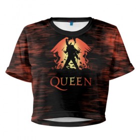 Женская футболка 3D укороченная с принтом Queen в Кировске, 100% полиэстер | круглая горловина, длина футболки до линии талии, рукава с отворотами | paul rodgers | queen | брайан мэй | джон дикон | квин | меркури | меркьюри | мэркури | роджер тейлор | рок группа | фредди | фреди