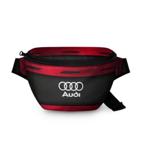 Поясная сумка 3D с принтом AUDI SPORT в Кировске, 100% полиэстер | плотная ткань, ремень с регулируемой длиной, внутри несколько карманов для мелочей, основное отделение и карман с обратной стороны сумки застегиваются на молнию | 