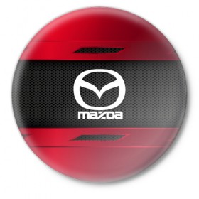 Значок с принтом MAZDA SPORT в Кировске,  металл | круглая форма, металлическая застежка в виде булавки | auto | car | mazda | автомобиль | мазда | марка