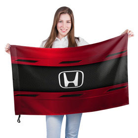 Флаг 3D с принтом HONDA SPORT в Кировске, 100% полиэстер | плотность ткани — 95 г/м2, размер — 67 х 109 см. Принт наносится с одной стороны | auto | car | honda | автомобиль | марка | хонда